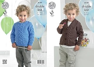 King Cole 4149 Knitting Pattern Childs Sweater and Cardigan to Knit in King Cole Comfort DK