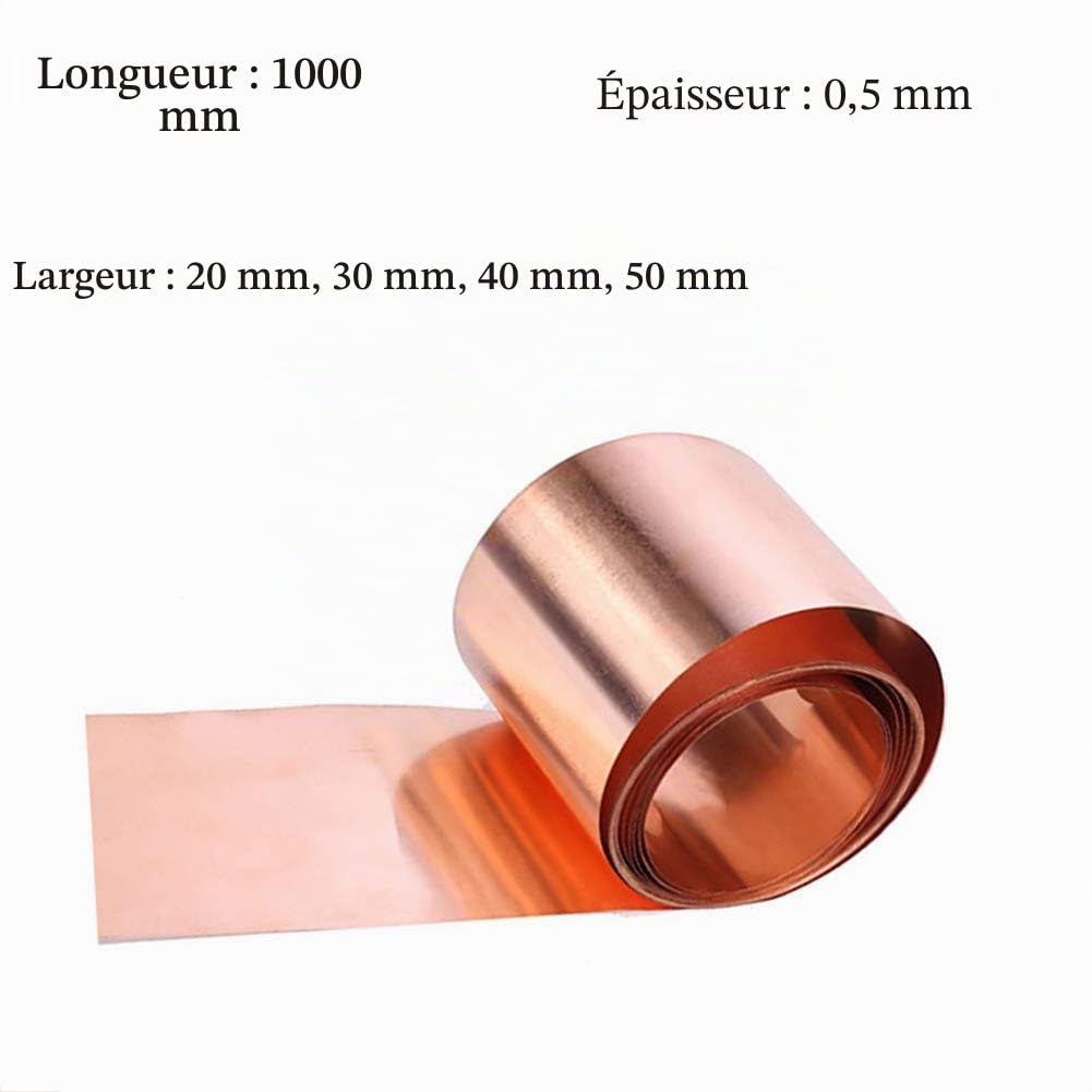 Épaisseur (millimètre) 0,5 Feuille de cuivre pur Métal millimètre 50x1000 Rouleau Matériau Général Bricolage Entreprise