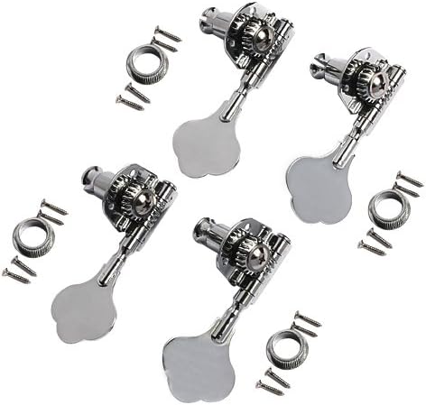Tuning Pegs,4PCS Tuner Keys Bass Machine Heads 1:24 Ratio 4R for JB PB Open Style Chrome By kmise