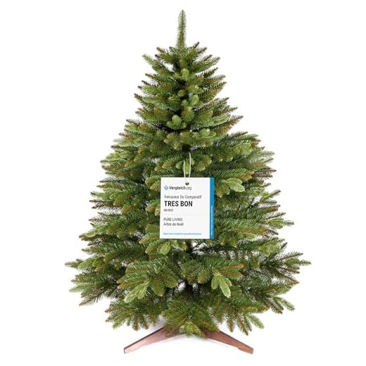 Sapin de Noël Artificiel Premium 90 cm - Gagnant du Test - Réalisme Exceptionnel, Branches épaisses, livré avec Support en Bois et Sac de Rangement – Pure Living