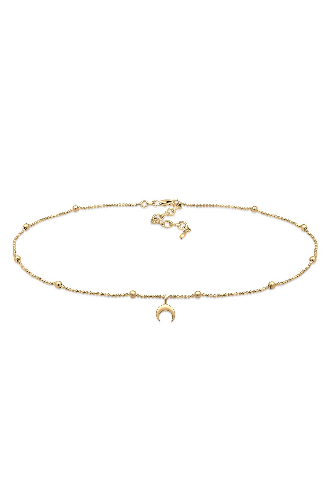 Elli Women's 925 Sterling Silver Gold Plated Crescent Moon Pendant Choker Necklace - 36cm length