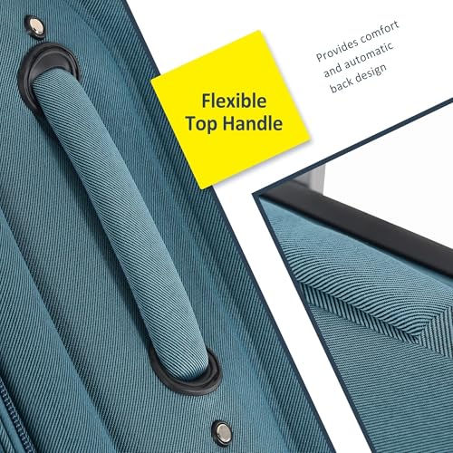 Expandable 3 Piece Softside Luggage Set with Spinner Wheels - Lightweight Green Travel Bags with TSA Lock3