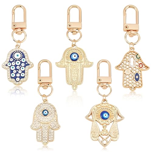 Mauvais œil porte-bonheur et main de Fatima en lot de 5 porte-clés