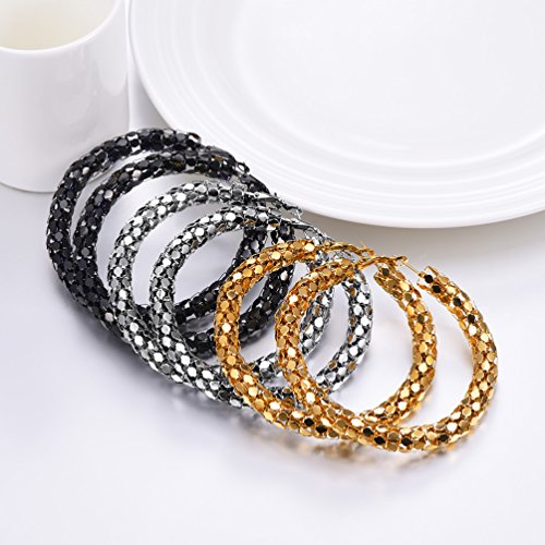 Prosteel Stainless Steel Hoop Earrings Large Big Circle Round Statement Bling Paillette Huggies Women Jewelry Gift Oversize Titanium Hoop Earring #TOP1