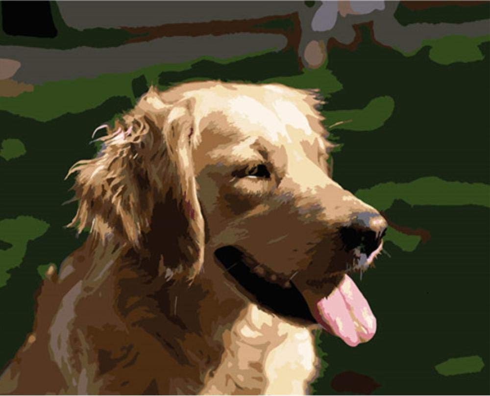 Peinture par numéros chien 40x50cm avec kit de dessin sur toile pour décoration murale de maison