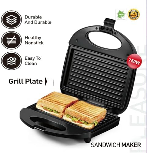 Cact Electric Sandwich Maker & Grill, 180° Non-Stick Plates, Deep Grid & Stainless Steel, Perfect for Eggs, Steaks & All Food Sizes – Versatile Kitchen Appliance