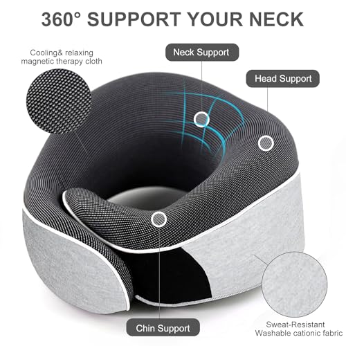 Image of Travel Neck Pillow, Best Memory Foam Airplane Pillow for Headrest, Soft Adjustable Pillow for Airplane, Car and Home, Recliner (Grey1)