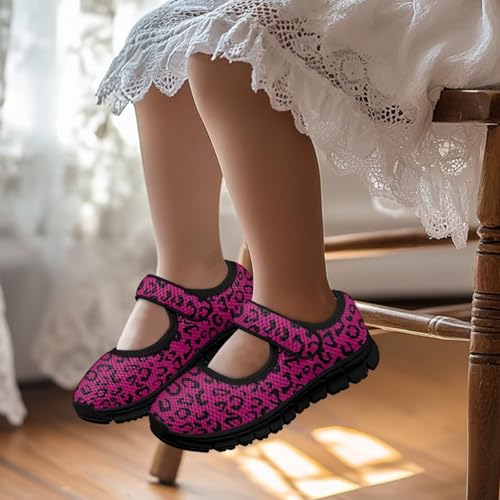 PinUp Angel Cute Leopard Mary Jane Shoes for Girls Round Toe Dress Flat Adjustable Strap School Walking Shoes2