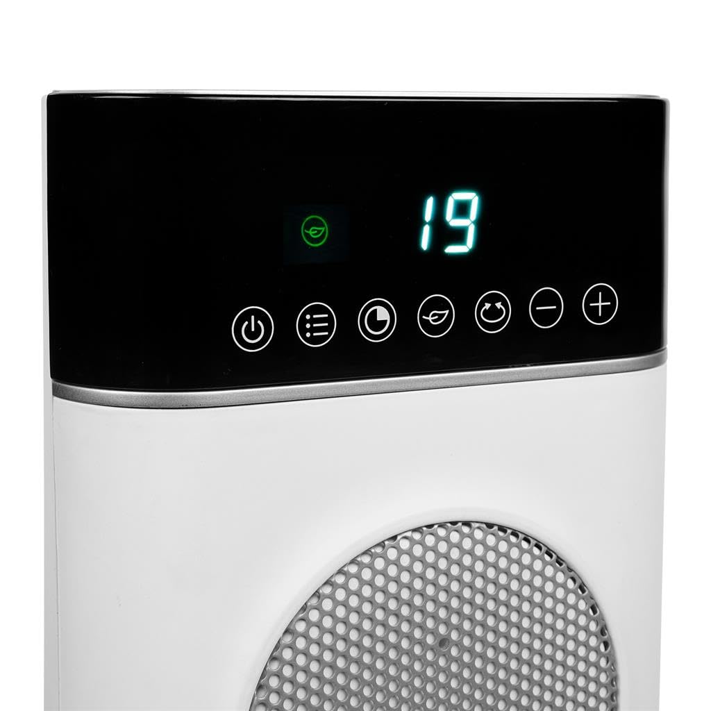 Tristar KA-5098 Calefactor de torre (cerámico), temporizador 24 h, Oscilación, con pantalla, mando, termostato ajustable, 3 posiciones (2 de calor y 1 de aire frío) y antivuelco, 2000 W