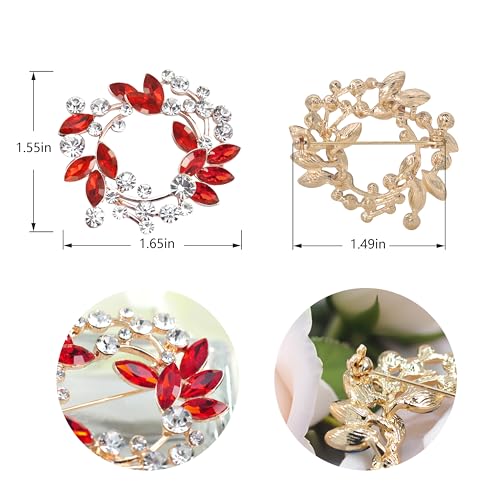 Image of Gyn&Joy Clear Crystal Rhinestone Floral Wreath Pin Brooch BZ005