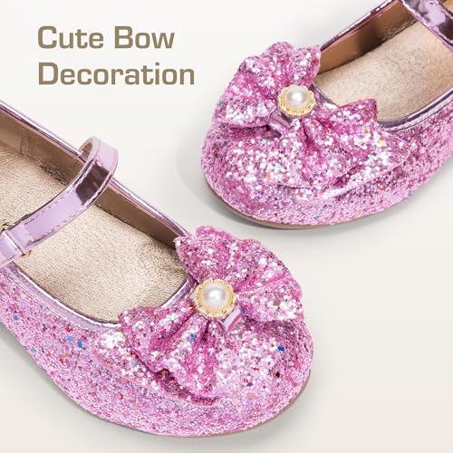 Image of DREAM PAIRS Girls Dress Shoes Princess Shoes for Toddler Little Girl Mary Jane Low Heels Glitter Flower Party Wedding Footwear