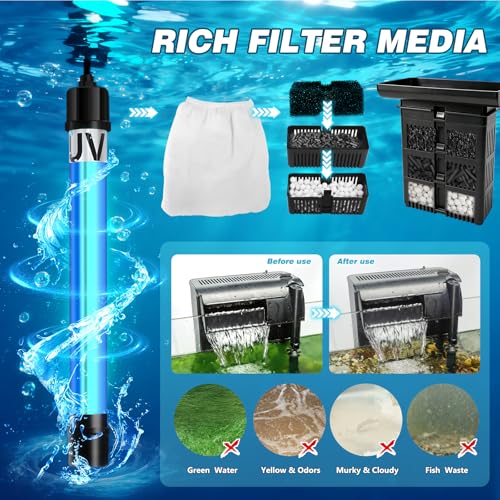 Image of Large Hang on Back Aquarium Filter w / U-V Light for 40-150 Gallon Fish Tank