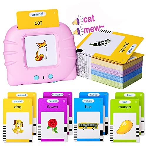 Talking Flash Cards Early Educational Toys for 3 4 5 6 Year Old Baby Boys Girls Preschool Learning Reading Machine with 224 Words Montessori Interactive Gift for Kids Toddlers