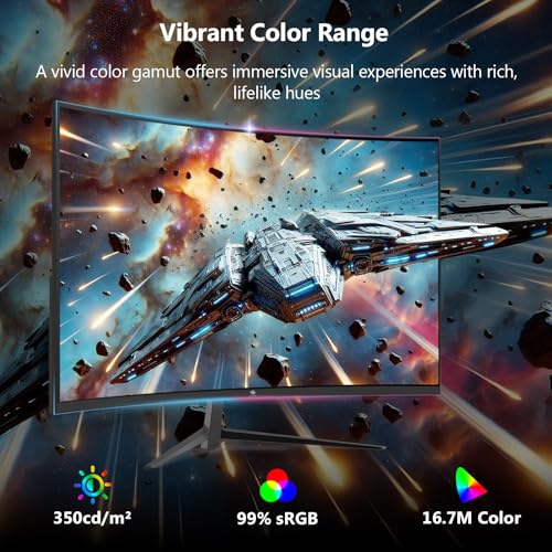 Z-Edge Monitor Pc Gaming Curvo 27'' 200Hz, 1ms, FreeSync, Schermo FHD 1080P con DP Cavo, 350cd/m², 1500R VA Senza Cornice, HDMI2.1 & DP1.4, VESA, sRGB 99%, 178°Angolo Visione, Inclinazione Regolabile - Monitor - Immagine 3
