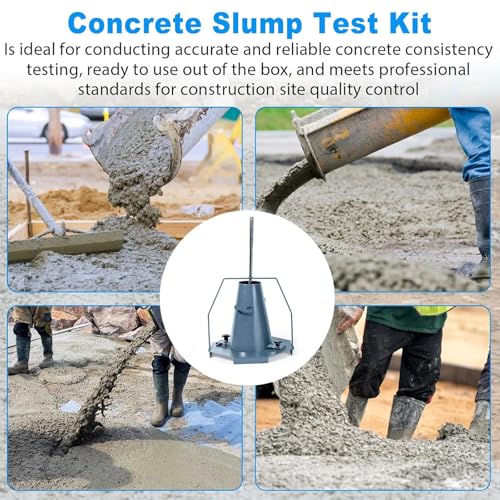 Kit di cono di calcestruzzo industriale, set di prova in acciaio resistente con asta di manomissioni e righello, strumento di misurazione della lavorabilità di precisione per il controllo di qualità d