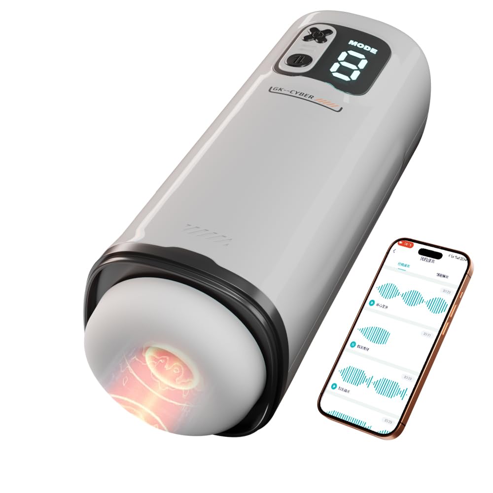 Masturbieren für Männer Elektrisch mit 9 Stöße & Vibrationmodi, 3D Taschenmuschi Blowjob Masturbatoren, Penis Vibrator Trainer für die Männer APP Sexspielzeug