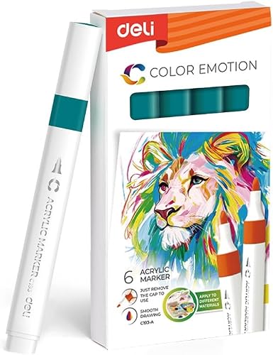 Deli Acrylic Marker Peacock Green 6PCS