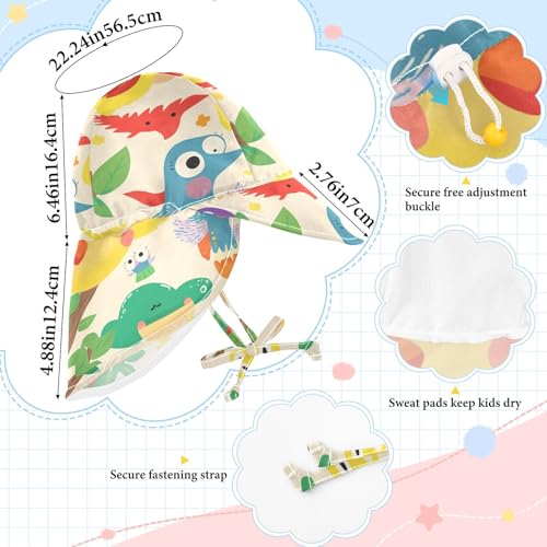 KLL Unisex Baby Beach Hat Baby Boys Caps Girls UV Protection Wide Brim Traveling Swim Hat Funny Cartoon Animals Colorful4