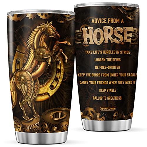 9Sunflower Horse Coffee Tumbler Mechanic Style Birthday Gifts For Animal Lovers Women Men Steampunk Travel Mug With Lid Insulated Cups Inspirational Quote Double Wall Mugs Bulk #TOP5