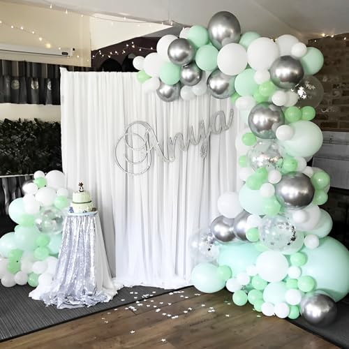 Image of Voircoloria 90pack Mint Green Balloons Different Size 18 /12 /10 /5 Inch Pastel Green Balloon Garland Arch Kit for Baby Shower,Graduation, Wedding, Birthday, Gender Reveal, New Year Decorations