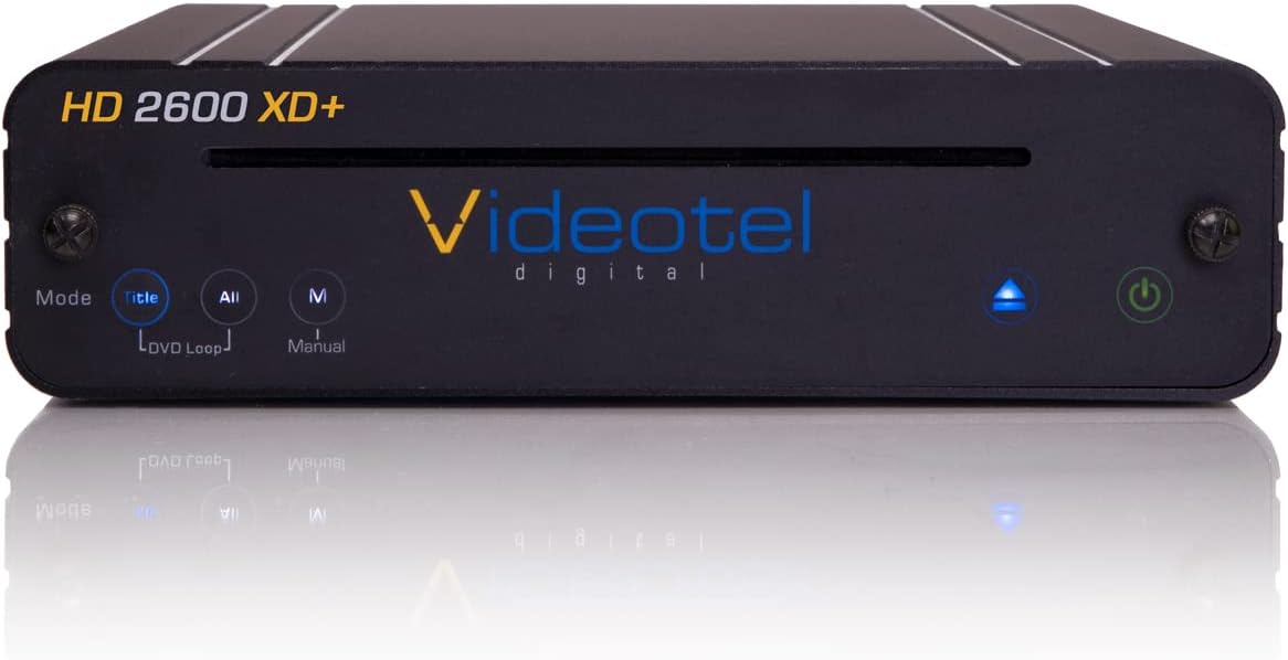 Videotel Digital HD2600XD+ Premium, Industrial Grade Looping DVD - Auto Powers On, Auto Plays, Auto Loops & Seamlessly Auto Repeat Play 24/7 UL & CE Approved, Designed for Rugged Use