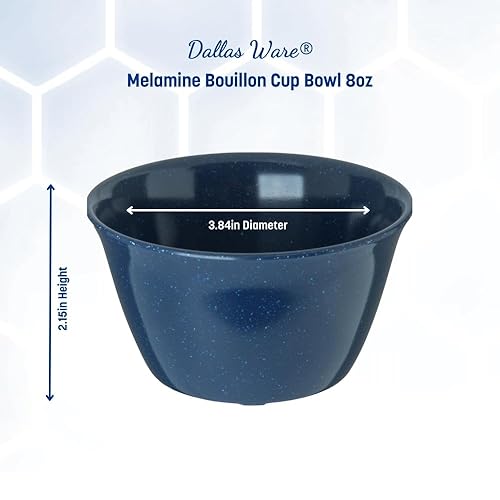 Miniatura 7 de Carlisle FoodService Products Dallas Ware Tazón de plástico reutilizable para caldo para el hogar y restaurante, melamina, 8 onzas, azul café