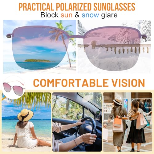 Image of Women's Large Blue Light Blocking Glasses plus Magnetic Sunglasses Clip, Easy to Switch to Shades for Driving