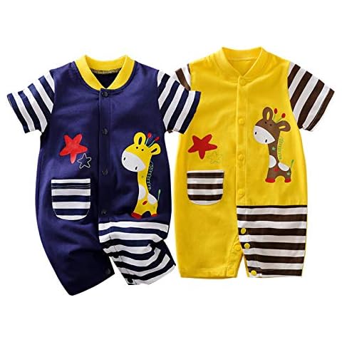IURNXB 2-Pack Baby Jungen Mädchen Strampler Niedlich Neugeborene Kleinkind Baumwolle Säugling Onesie Cartoon Niedliche Kleidung Cover