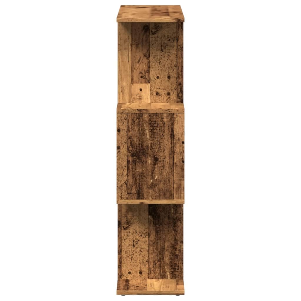 Scaffale divisorio a 3 scomparti, effetto legno anticato, 70 x 24 x 97 cm, scaffale per soggiorno, ufficio, camera da letto, con spazio flessibile ed elegante
