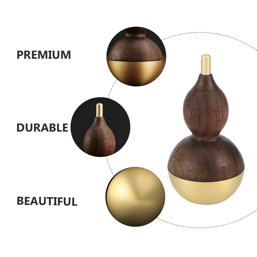 Hemobllo 2 Stück Dekorative Lu Flaschenkürbis Ornamente Aus Messing Und Walnussholz Feng Shui Skulpturen Für Wohnzimmer Büro Schreibtisch 3.54X1.57X1.77In Zen Deko Geschenkidee