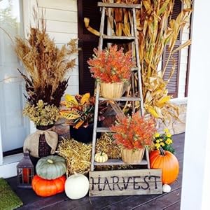 HUAESIN 4 Bundles Artificial Fall Flowers Autumn Decorations Leaves Greenery Shrubs for Thanksgiving Home Kitchen Fireplace Farmhouse Floral Arrangements Indoor Outdoor Thanksgiving Decor