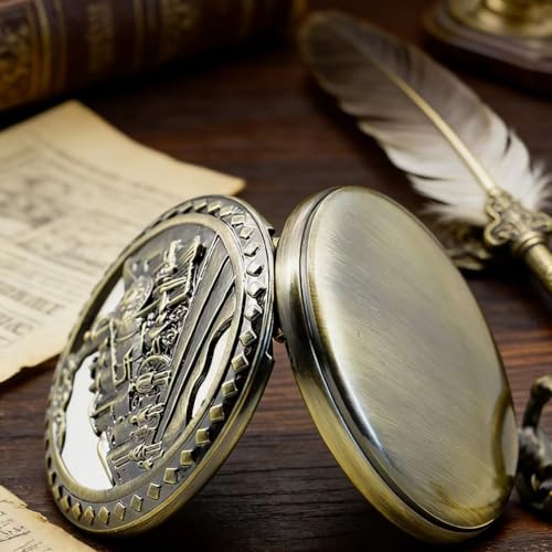 Image of Udaney Locomotive Pocket Watch with Wooden Gift Box for Men | Locomotive Engraved Design | Vintage Pocket Watch | Wooden Gift Box Included | Collectible Keepsake | Ready to Gift