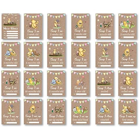 Winnie The Pooh 1st Year Milestone Cards ? New Baby Gift Milestone Cards Milestone Cards ? Pooh Bear Baby Memory Cards ? Unisex GIRL Cover