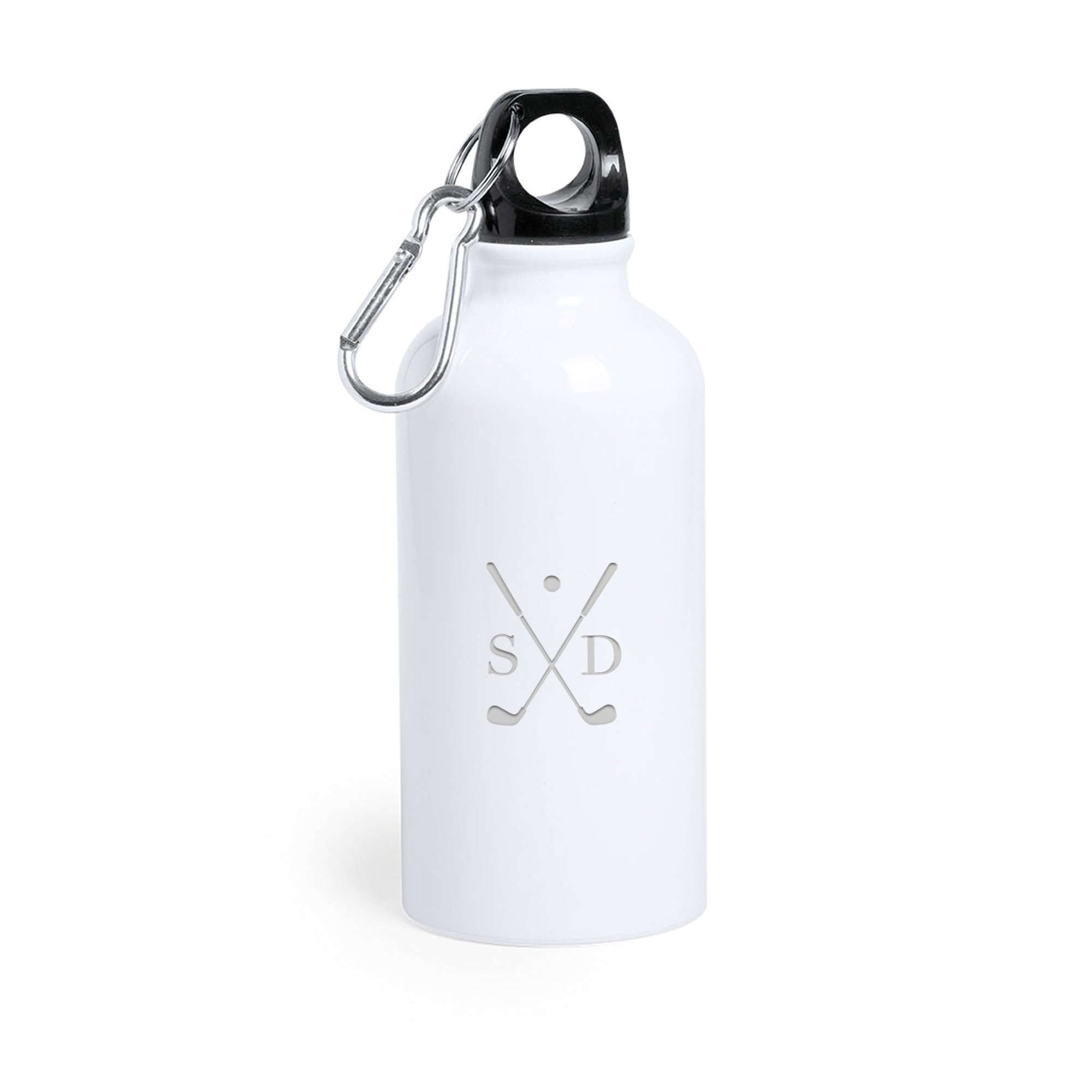 GiftsinaJiffy Personalised Kids Golf Water Bottle with Initials, 400ml Aluminium Sports Bottle with Carabiner Clip, Custom Junior Golfer Gift, School & Sports Drink Bottle (Blue)