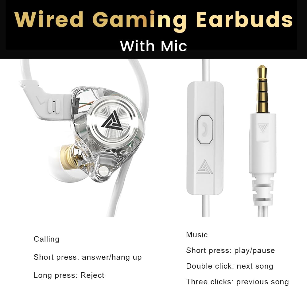 Casque Intra-auriculaire Blanc Ak3 avec Micro, Prise Jack 3,5 mm, Son HiFi, Basses, Casque Intra-auriculaire, Jeu, appels téléphoniques