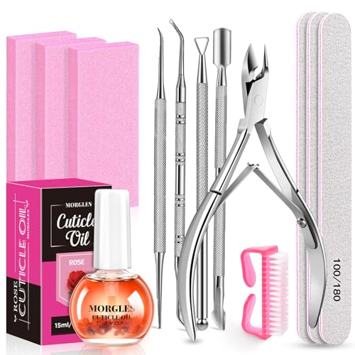 MORGLES Nail Care Kit with Cuticle Remover & Tools