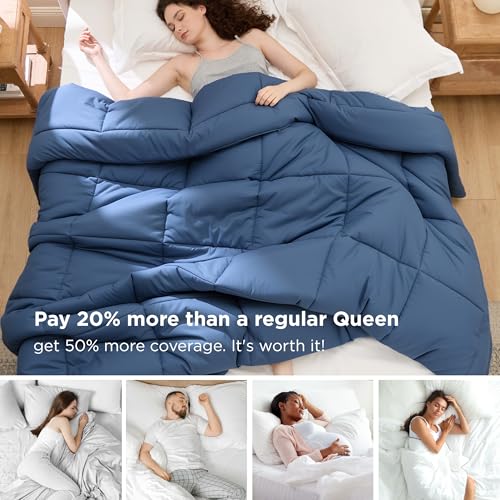 Image of Bedsure Comforter Duvet Insert - Quilted Comforters Oversize Queen, All Season Duvet, GentleSoft Down Alternative Bedding Blanket, with 8 Tabs, Gifts for Women /Men, Dark Slate Blue OversizeQueen 98x98