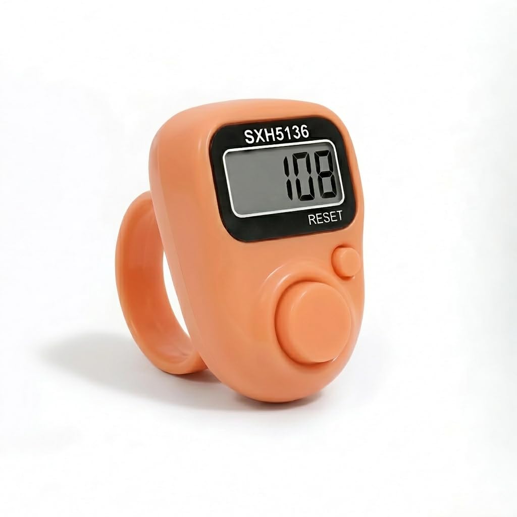 Digital Finger Ring Tally Counter, Blue, LCD Display, Hand Held Clicker with Reset Button, Model No 511 (Pack of 1) (Peach)-image-7