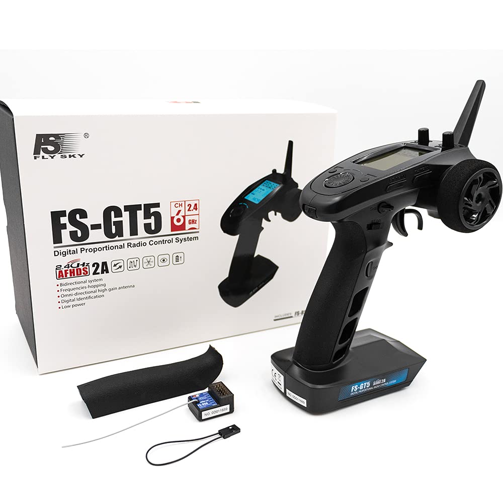 Flysky FS-GT5 2.4G 6CH AFHDS RC Transmitter Remote Controller with FS-BS6 Receiver for RC Car Crawler Boat Vehicle RC Model Car Parts