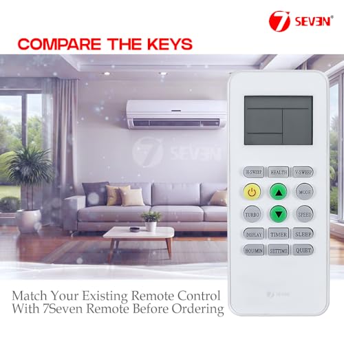 Image of 7SEVEN Compatible with Lloyd AC Remote Control KKG12B-C1 Model 223 Suitable for Split and Window 1 1.5 2 Ton Air Conditioner Remote - Match Each Keys Exactly to Replicate Genuine Remote Function