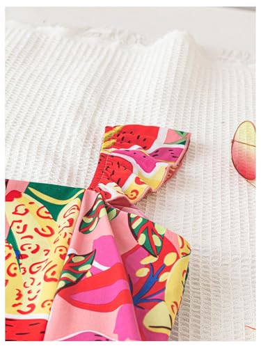 Verdusa Girl's Tropical Print Ruffle Cap Sleeve Dress Square Neck High Waisted Vacation Maxi Dresses4