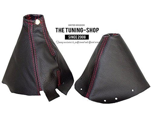 The Tuning-Shop for Nissan 300ZX 1989-2000 Shift & E Brake Boot Black Genuine Leather RED Stitching
