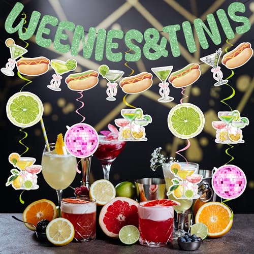 Image of Wennie Tinis Martini Party Decorations Include Wennie Tinis Banner and Hanging Swirls Hot Dog Wennie Tinis Theme Party Supplies for Bachelorette Party