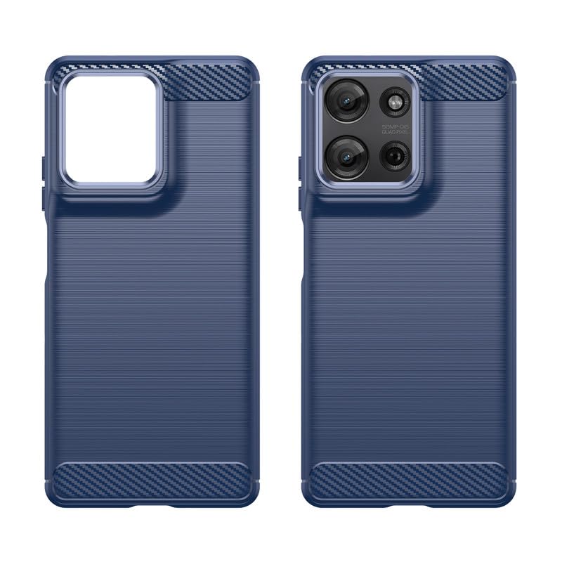 Image of Hybrid Carbon Fiber Back Case for Motorola Moto G75 5G (Blue)