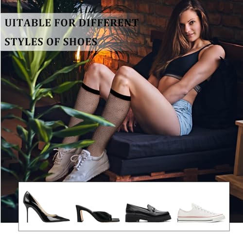 4 Pairs Fishnet Socks for Women Knee High Fishnets Black Fishnet socks Desirable Black Fishnets Sheer Hollow out Sock for Women Match Dresses Boots3