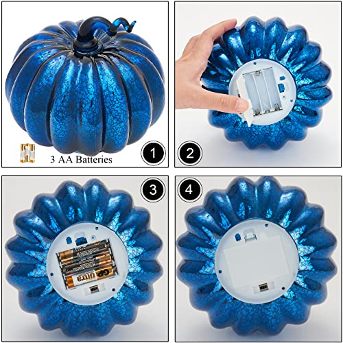 Diahom Pumpkin Decor Mercury Glass Pumpkins Decoration Table Centerpieces for Fall Home Decorative - Image 4