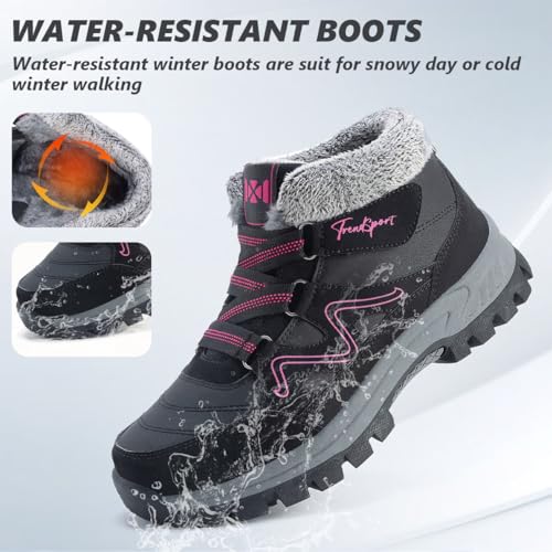 MAIZUN Womens Winter Snow Boots Fur Lined Warm Hiking Ankle Boots Outdoor Trekking Walking Shoes2