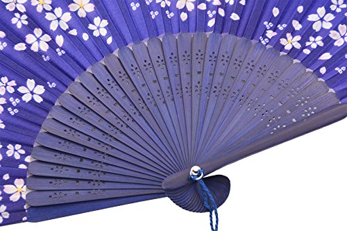 Amajiji 8.27"(21Cm) Hand Held Bamboo Silk Folding Fan Hand Fan,Chinese/Japanese Charming Elegant Vintage Retro Style,Women Ladys Girls Best Gifts (Blue) #TOP5