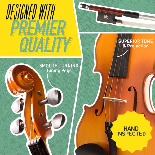 Image of Mendini by Cecilio Violin Instrument - MV400 Size 1 /2 Acoustic Violin with Bow, Case, Tuner, Metronome & Extra Strings, Beginner Violin, Maple Varnish, 1 /2 Violin