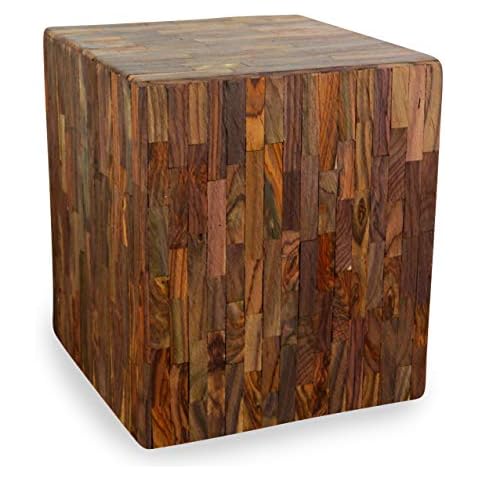 livasia Beautiful Handmade Sitting Block, Wooden Stool, Plant Stand, Side Table, Footrest, Handmade in Java (Indonesia) (Brown) Cover